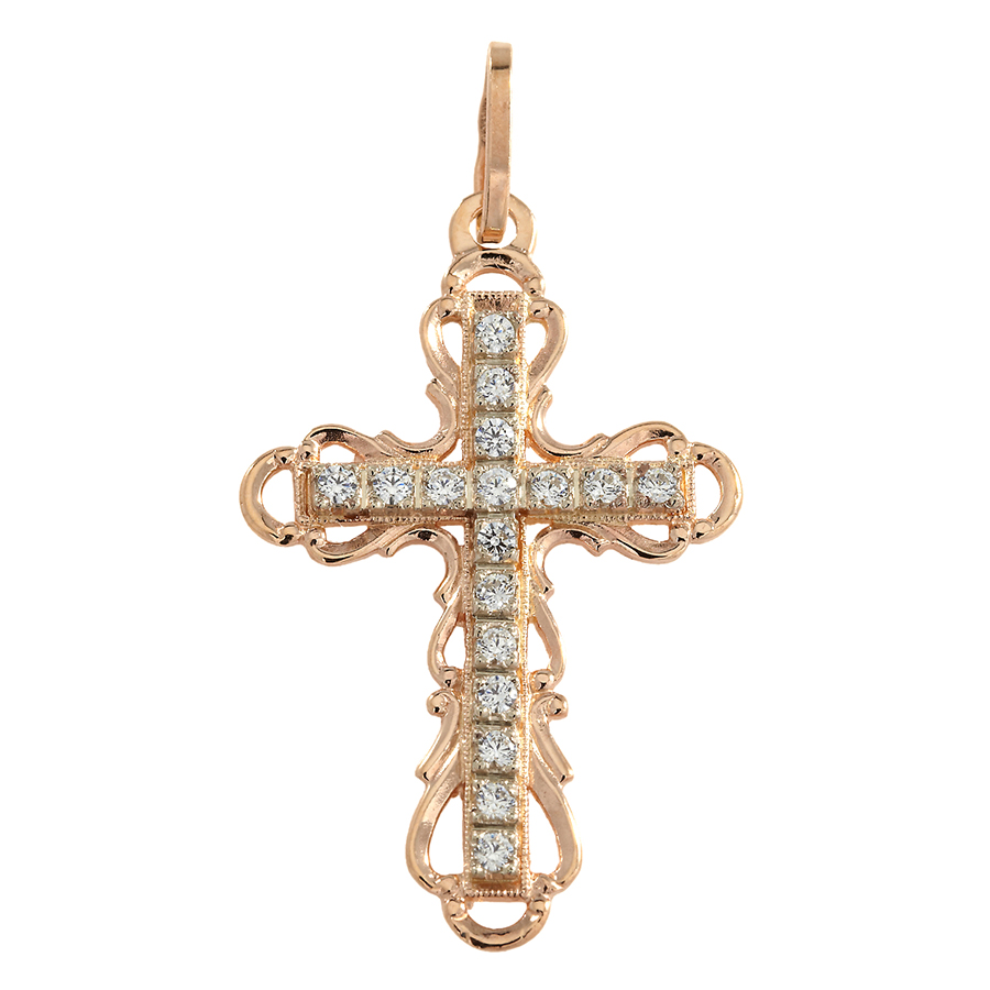 Крест, золото, фианит, 75018